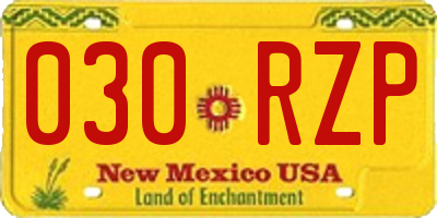 NM license plate 030RZP
