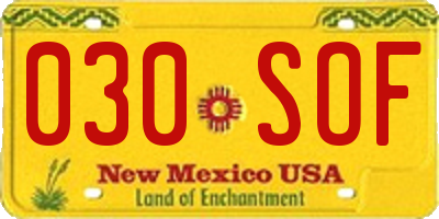 NM license plate 030SOF