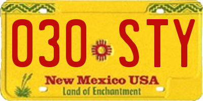 NM license plate 030STY