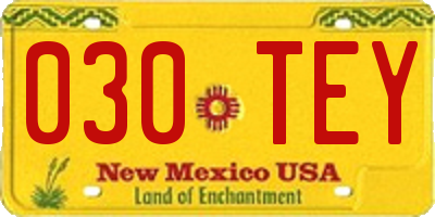 NM license plate 030TEY