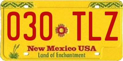 NM license plate 030TLZ