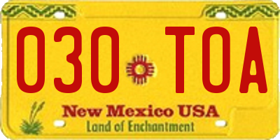 NM license plate 030TOA