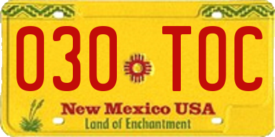 NM license plate 030TOC