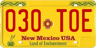 NM license plate 030TOE