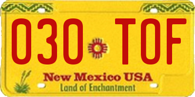 NM license plate 030TOF