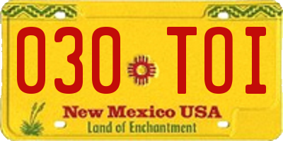 NM license plate 030TOI