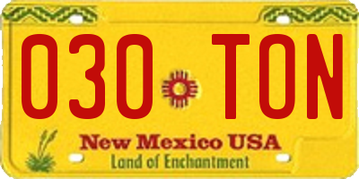 NM license plate 030TON