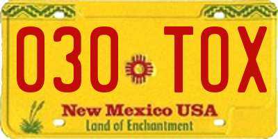 NM license plate 030TOX