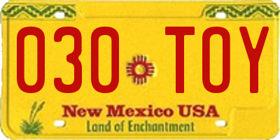NM license plate 030TOY