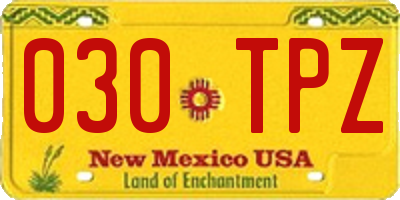 NM license plate 030TPZ