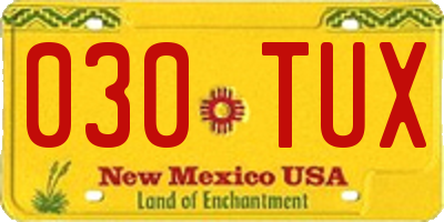 NM license plate 030TUX