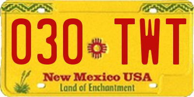 NM license plate 030TWT