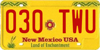 NM license plate 030TWU