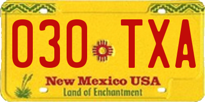 NM license plate 030TXA