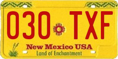 NM license plate 030TXF