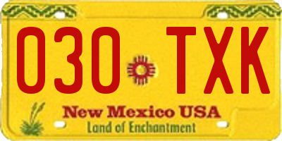 NM license plate 030TXK