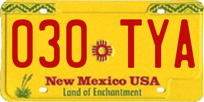 NM license plate 030TYA
