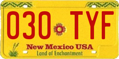 NM license plate 030TYF