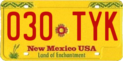 NM license plate 030TYK