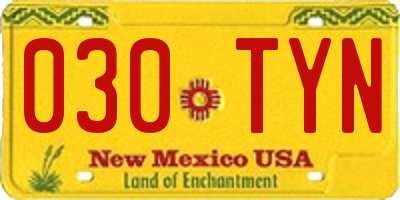 NM license plate 030TYN