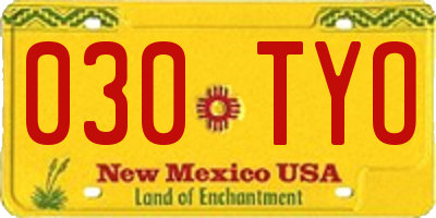 NM license plate 030TYO