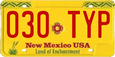 NM license plate 030TYP