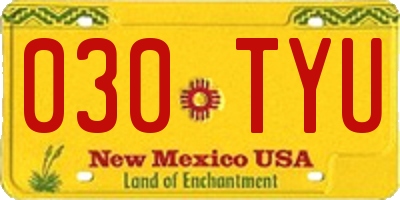 NM license plate 030TYU