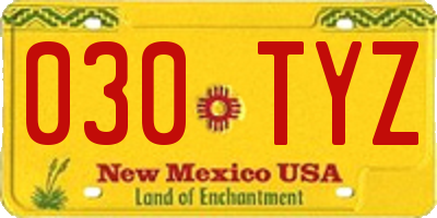 NM license plate 030TYZ