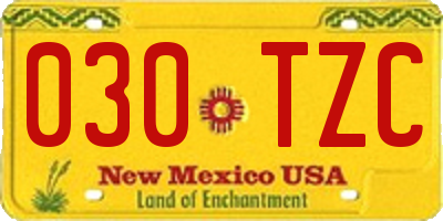 NM license plate 030TZC