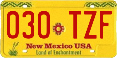 NM license plate 030TZF