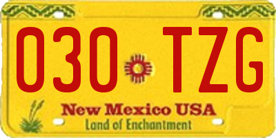 NM license plate 030TZG