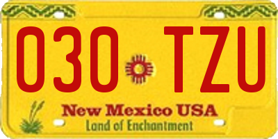 NM license plate 030TZU