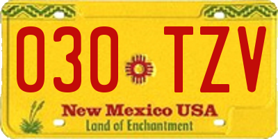 NM license plate 030TZV