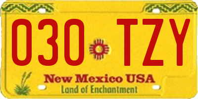 NM license plate 030TZY