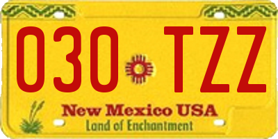 NM license plate 030TZZ