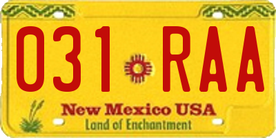 NM license plate 031RAA