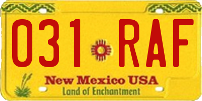 NM license plate 031RAF