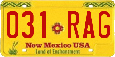 NM license plate 031RAG