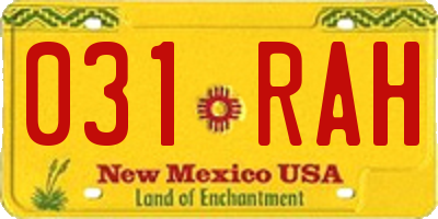 NM license plate 031RAH