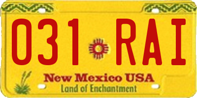 NM license plate 031RAI