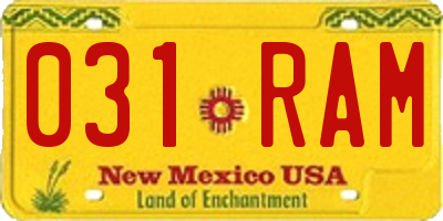NM license plate 031RAM