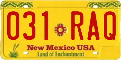 NM license plate 031RAQ