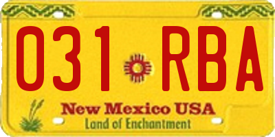 NM license plate 031RBA