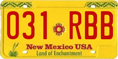 NM license plate 031RBB