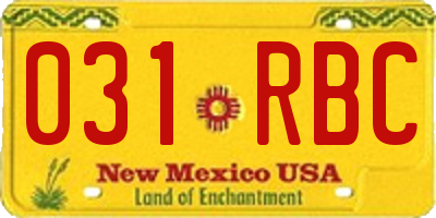 NM license plate 031RBC