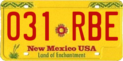 NM license plate 031RBE