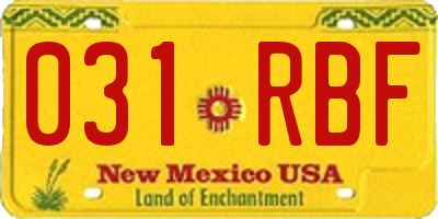 NM license plate 031RBF