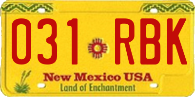 NM license plate 031RBK