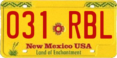 NM license plate 031RBL