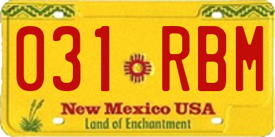 NM license plate 031RBM
